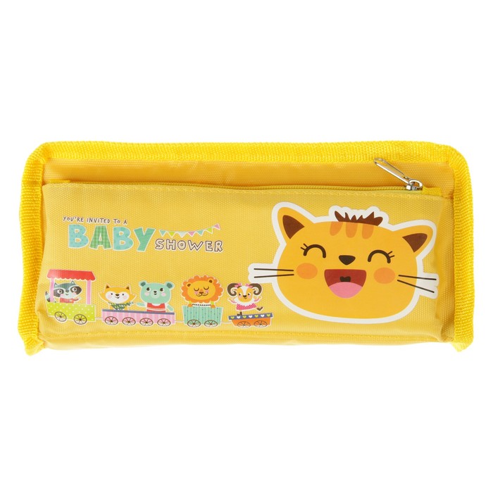 Пенал школьный на молнии 2отделения МИКС Зверьки