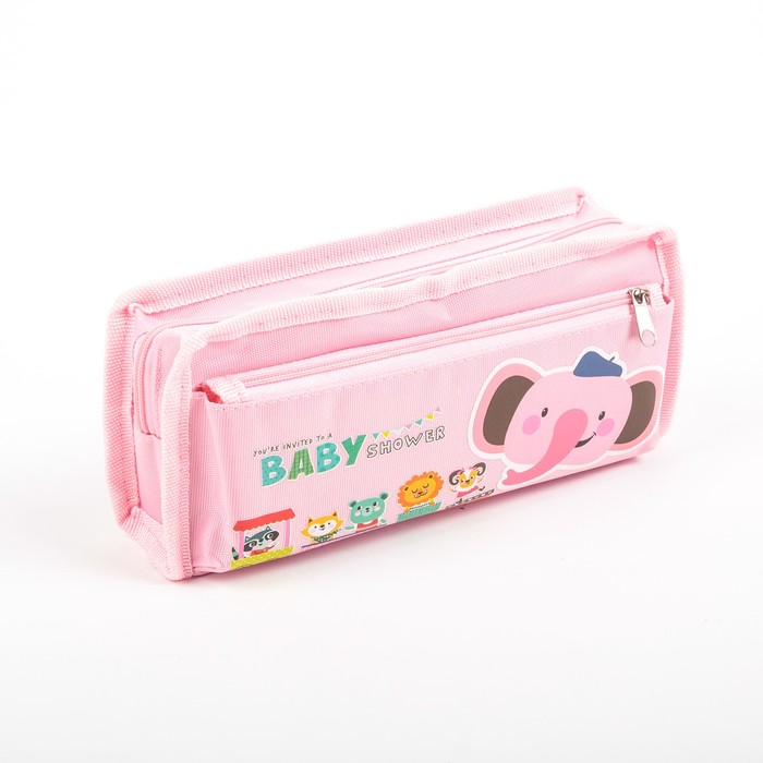 Пенал школьный на молнии 2отделения МИКС Зверьки