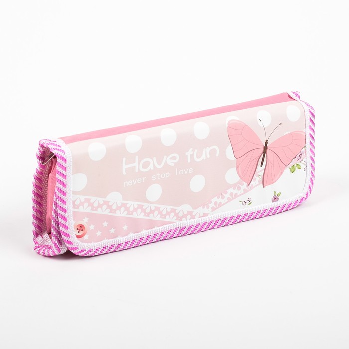 Пенал школьный на молнии 2 отделения МИКС Бабочка