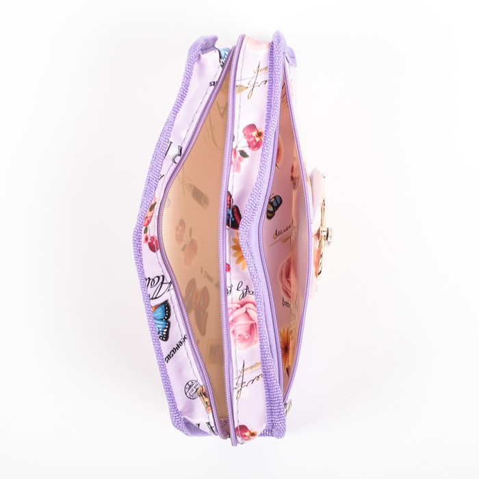 Пенал школьный на молнии 2 отделения МИКС Бабочки