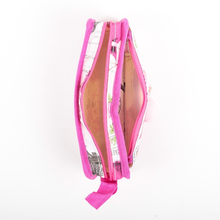 Пенал школьный на молнии 2 отделения МИКС Брошка