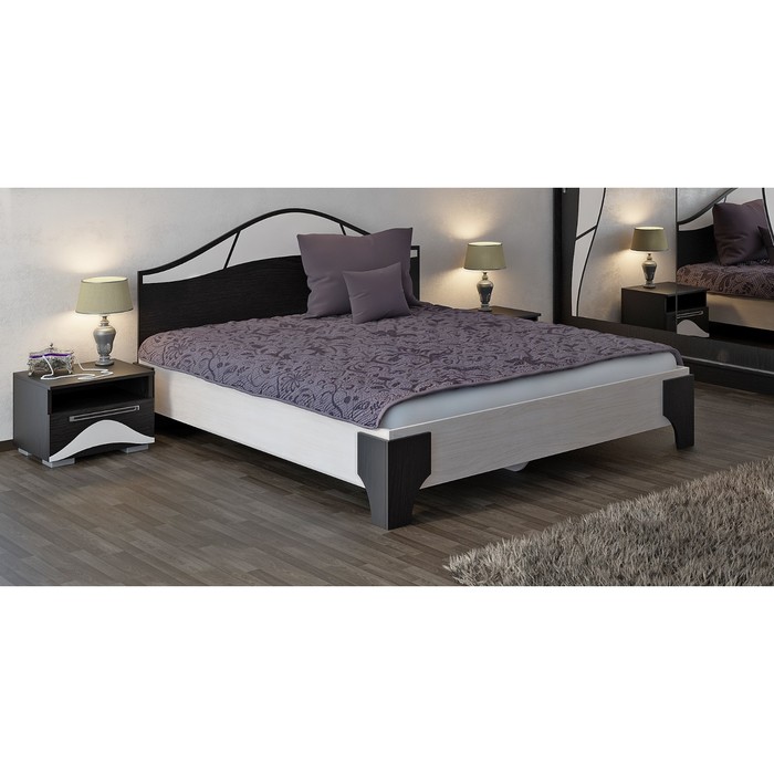 Кровать Верона 1600, с основанием, 2048х1664х1000, Венге/Дуб молочный