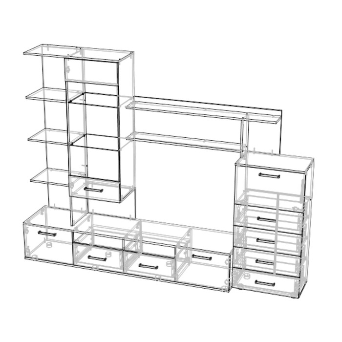 Гостиная Барселона, 2600х450х2000, Ясень шимо