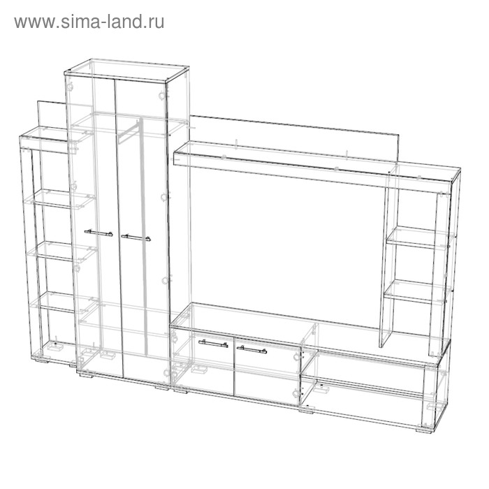 фото Гостиная монако, 2500х350х1840, ясень шимо светлый/венге мф линаура