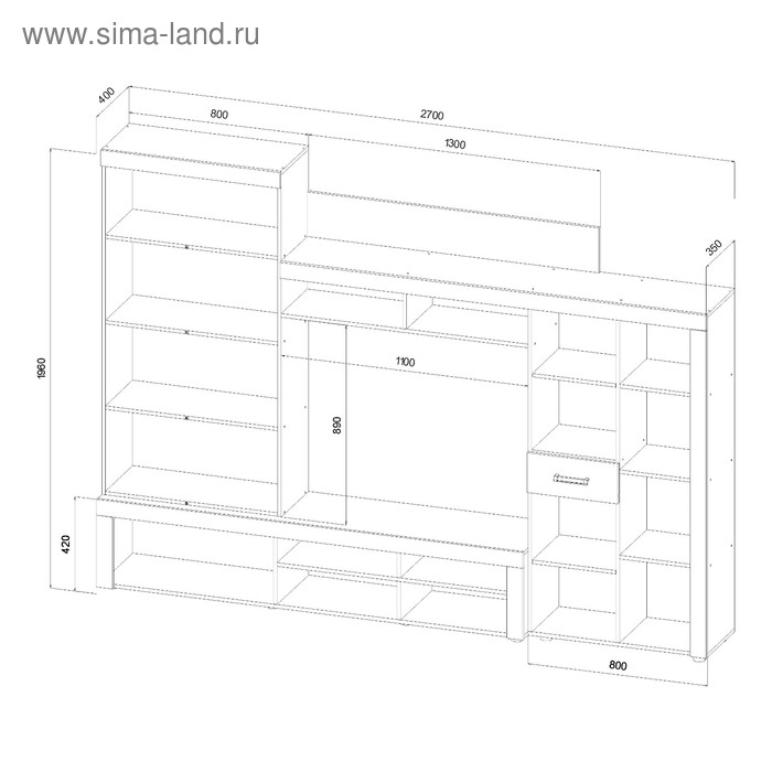 

Гостиная Престиж, 2700х400х1960, Венге/Дуб молочный