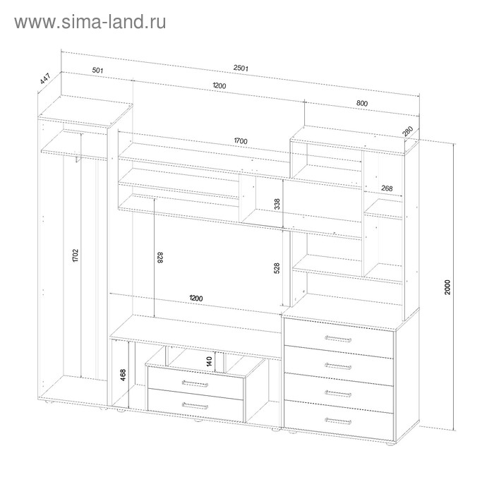 фото Гостиная торонто, 2500х450х2000, ясень шимо мф линаура