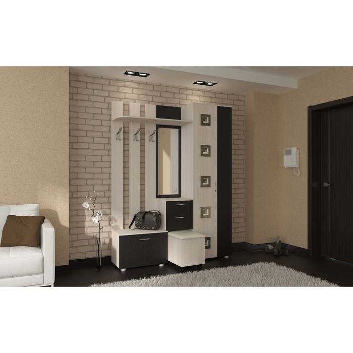 Прихожая Кристина правая,1577х380х2080, Венге/Дуб молочный