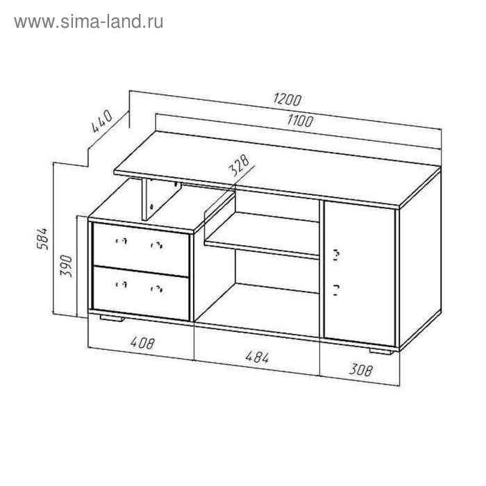 

Тумба ТВ Лацио, 1200х440х564, цвет венге / дуб молочный