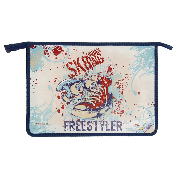 Папка для тетрадей А4 «Фристайлер», для мальчика, молния сверху, пластиковая, ПТ-83