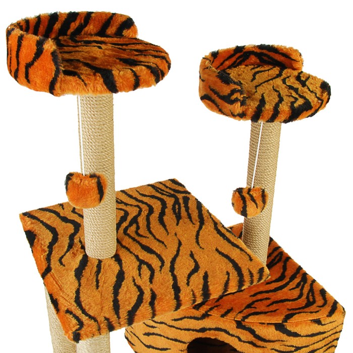 Домик-когтеточка "Угловой с игрушками" 65 х 41 х 131 см, микс цветов