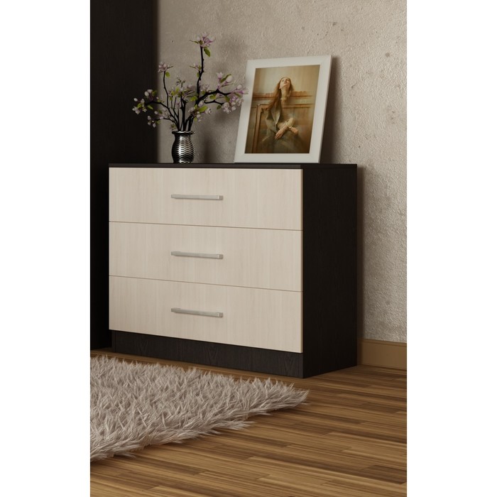 Комод с 3 ящиками Венеция, 800х490х816, Венге/Дуб молочный