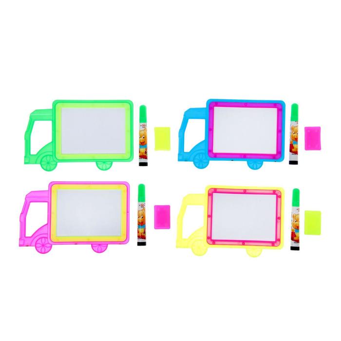 Доска для рисования "Машинка" + маркер, стиралка, цвета МИКС