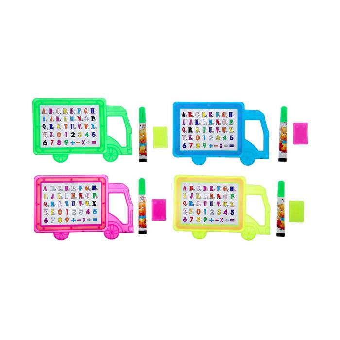 Доска для рисования "Машинка" + маркер, стиралка, цвета МИКС