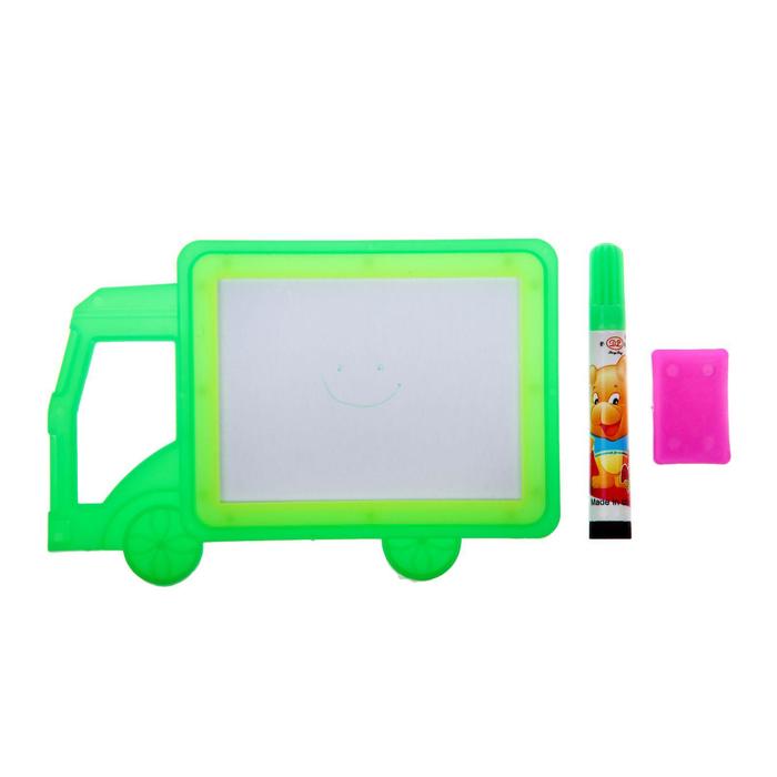 Доска для рисования "Машинка" + маркер, стиралка, цвета МИКС