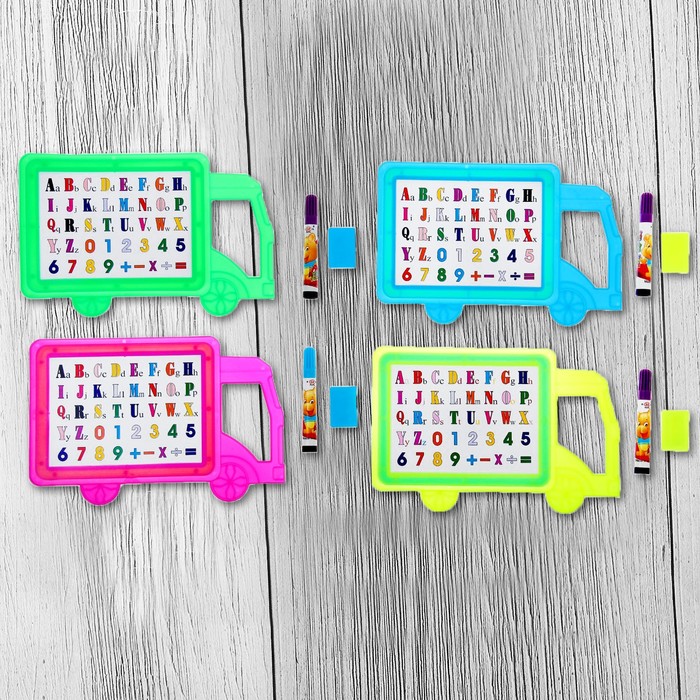 Доска для рисования "Машинка" + маркер, стиралка, цвета МИКС