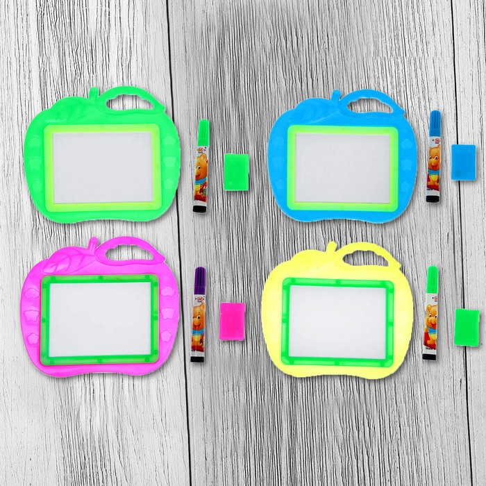 Доска для рисования "Яблочко" + маркер, стиралка, цвета МИКС