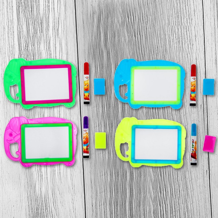 Доска для рисования "Слоник" + маркер, стиралка, цвета МИКС