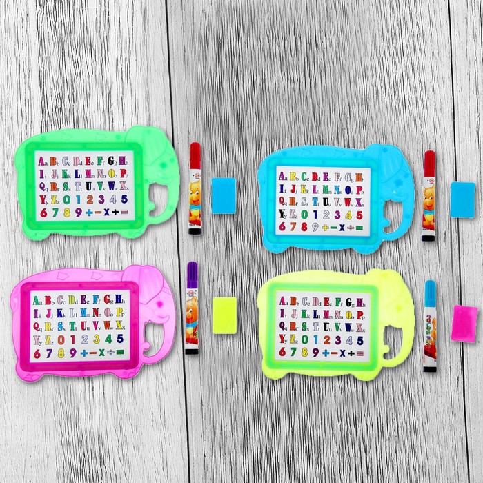 Доска для рисования "Слоник" + маркер, стиралка, цвета МИКС