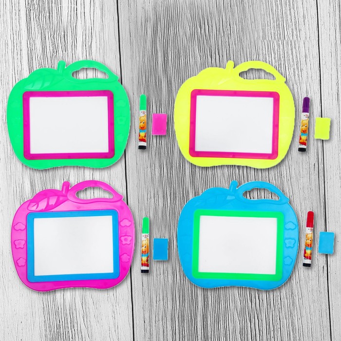 Доска для рисования "Яблочко" + маркер, стиралка, цвета МИКС