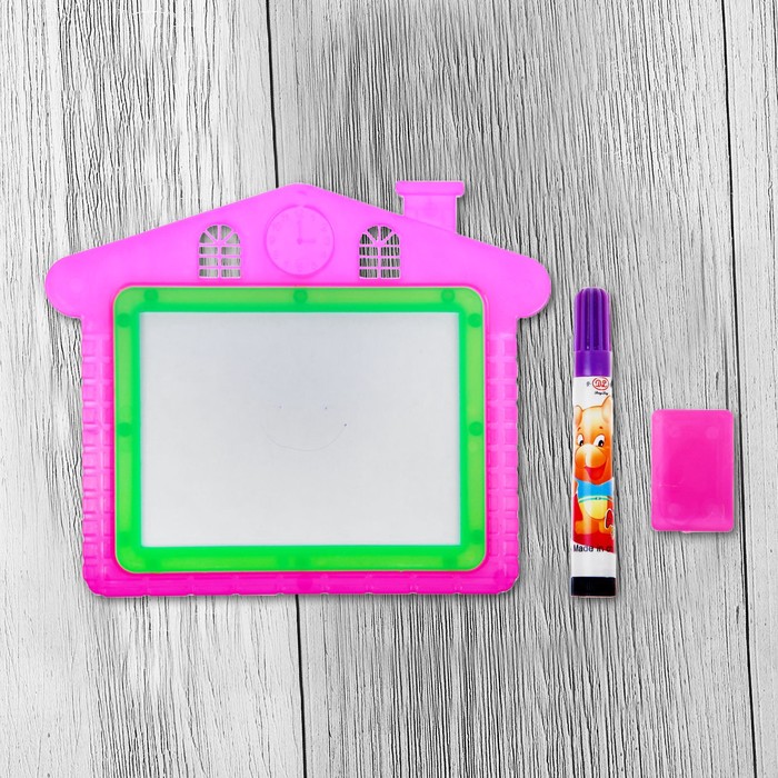 Доска для рисования "Домик" + маркер, стиралка, цвета МИКС