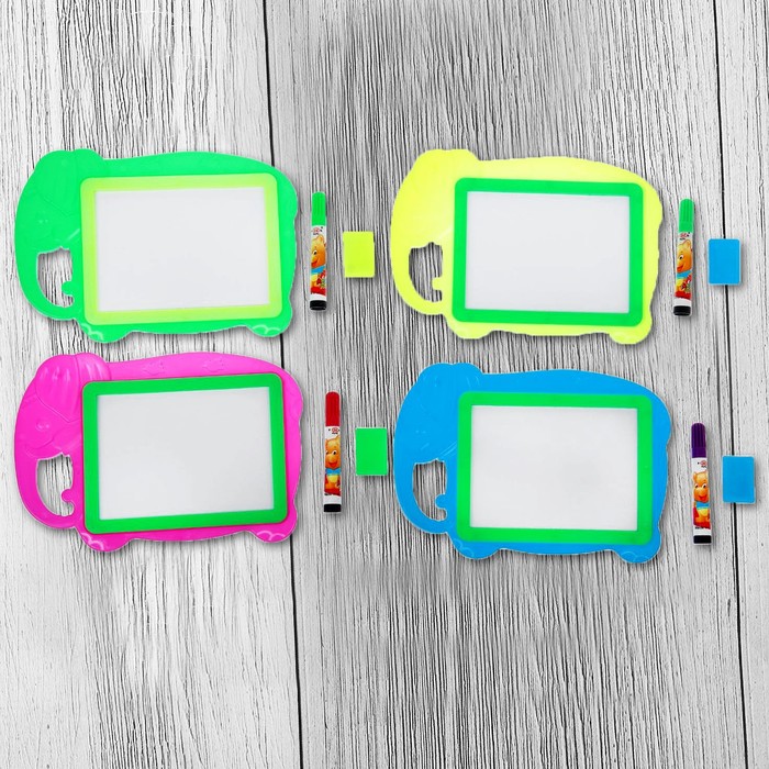 Доска для рисования "Слоник" + маркер, стиралка, цвета МИКС