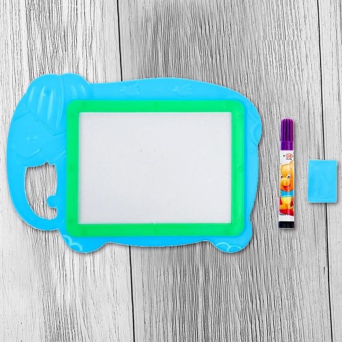 Доска для рисования "Слоник" + маркер, стиралка, цвета МИКС