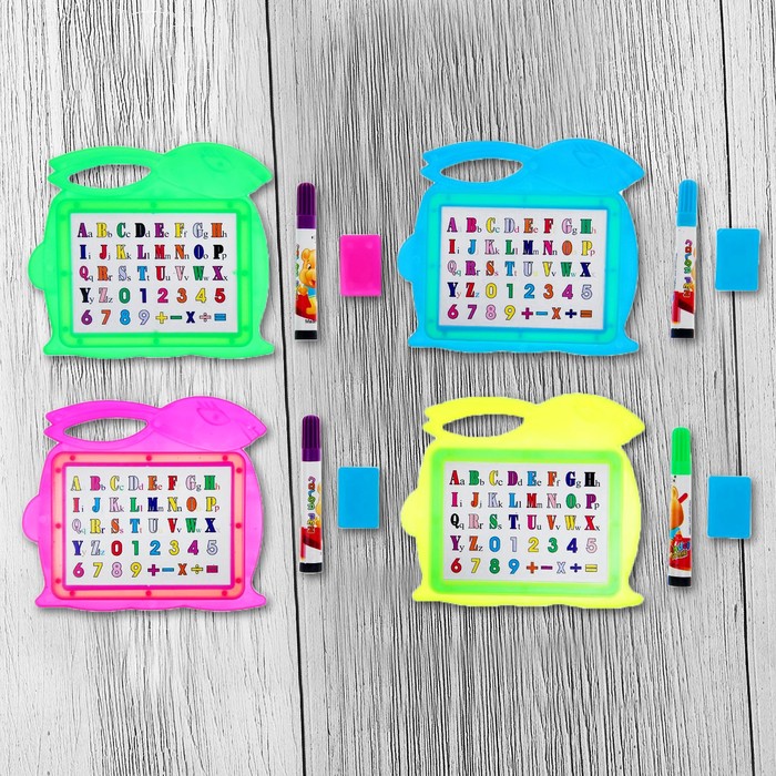 Доска для рисования "Зайчик" + маркер, стиралка, цвета МИКС