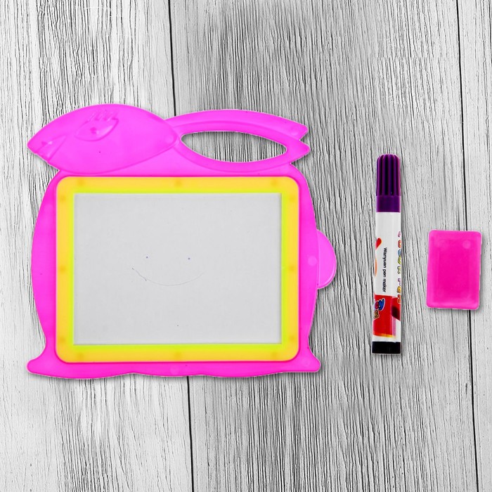 Доска для рисования "Зайчик" + маркер, стиралка, цвета МИКС