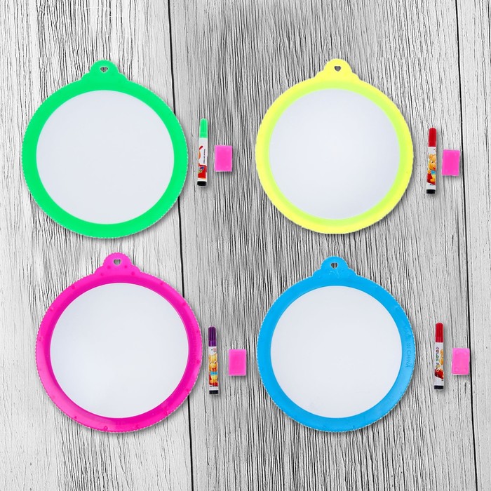 Доска для рисования "Круг" + маркер, стиралка, цвета МИКС
