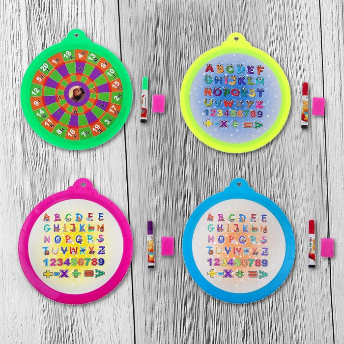 Доска для рисования "Круг" + маркер, стиралка, цвета МИКС