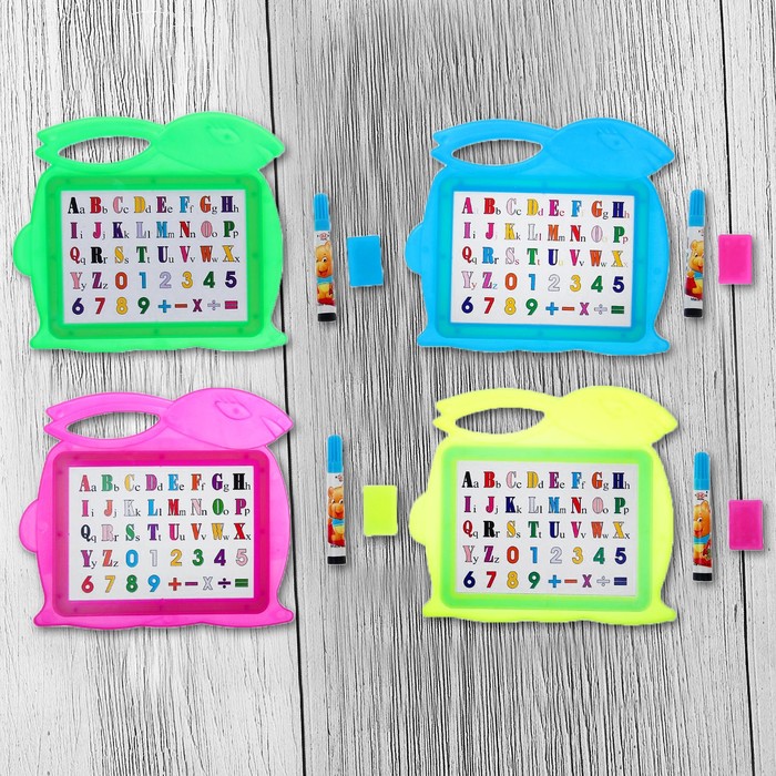 Доска для рисования "Зайчик" + маркер, стиралка, цвета МИКС