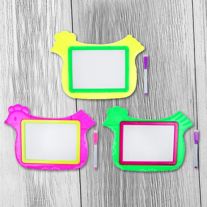 Доска для рисования "Курочка" + маркер, стиралка, цвета МИКС