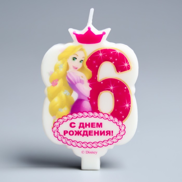 Свеча в торт Дисней 6 "С Днем Рождения", Принцессы : Рапунцель