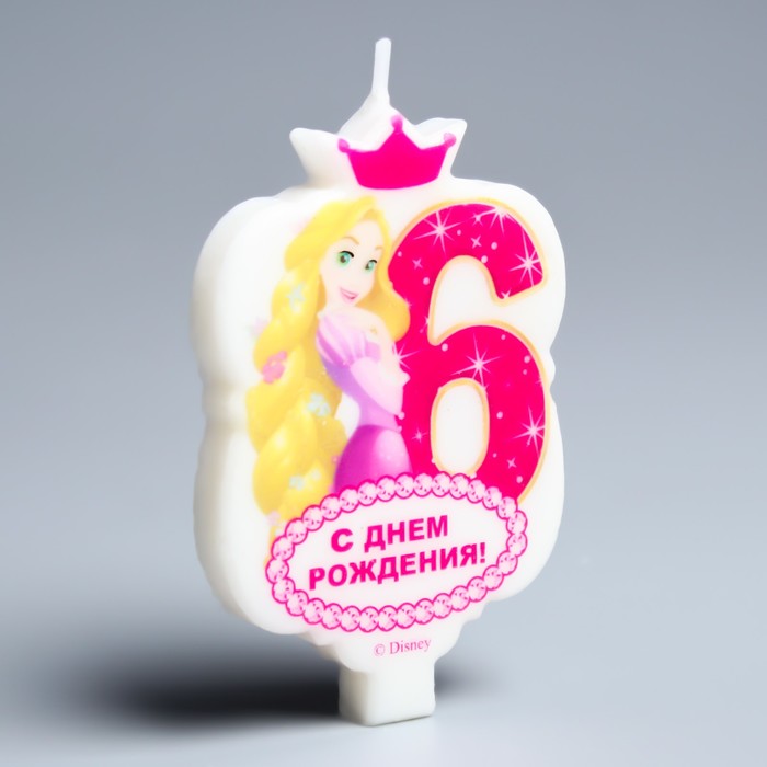 Свеча в торт Дисней 6 "С Днем Рождения", Принцессы : Рапунцель
