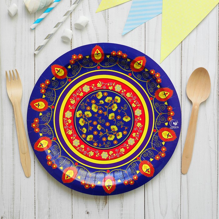 Тарелка бумажная "Восточная", 23 см