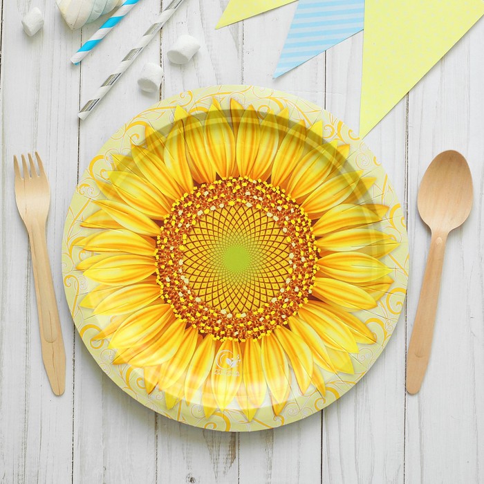 Тарелка бумажная "Подсолнух", 23 см