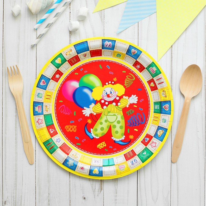 Тарелка бумажная "Клоун", 23 см