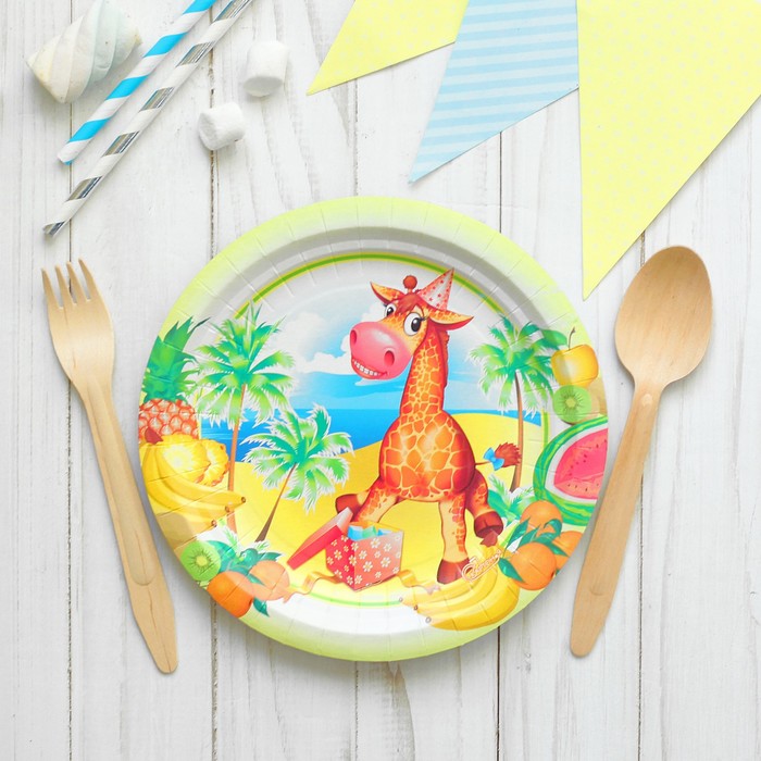 Тарелка бумажная "Жираф", 18 см