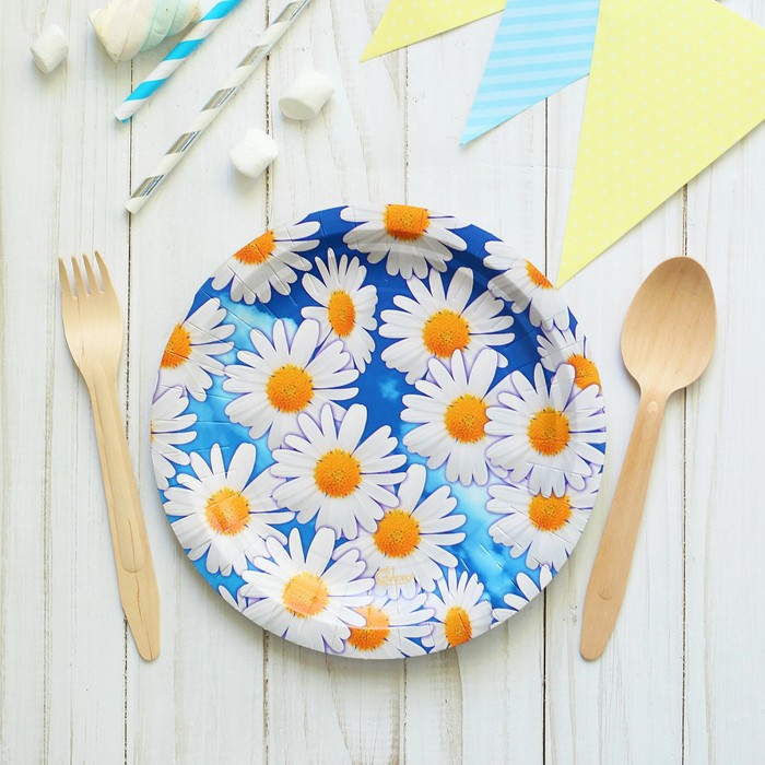 Тарелка бумажная "Ромашки", 18 см