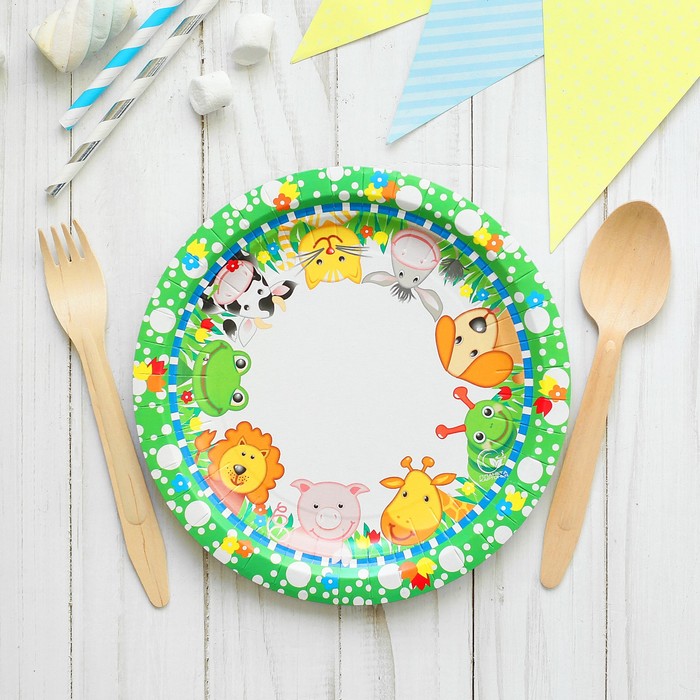 Тарелка бумажная "Зверюги", 18 см