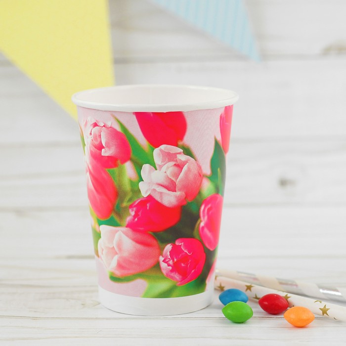 Стакан бумажный "Тюльпаны", 220 мл