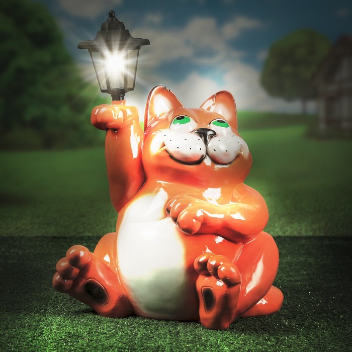 Садовая фигура "Кот с фонарём", 45 см, полистоун