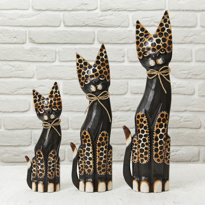 Сувенирный набор "Кошечки" рисунок леопард  дерево 30,40,50 см