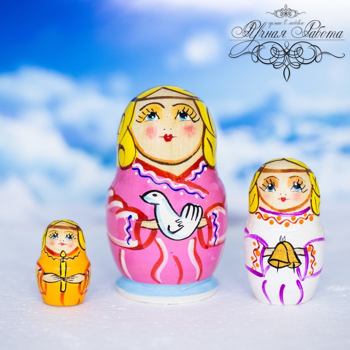 Матрешка 3 кукольная "Ангел" 10 см