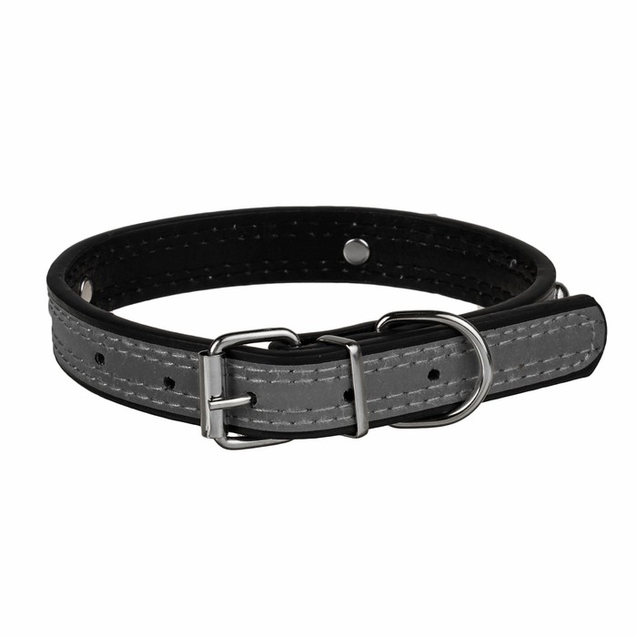 Ошейник со светоотражающей полосой и косточками, 45 х 2 см, черный