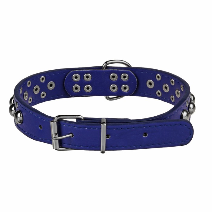 Ошейник "Сириус", кожзам с заклепками, 57 х 3 см, синий