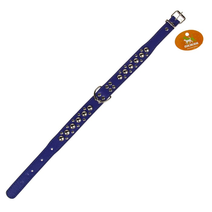 Ошейник "Сириус", кожзам с заклепками, 57 х 3 см, синий