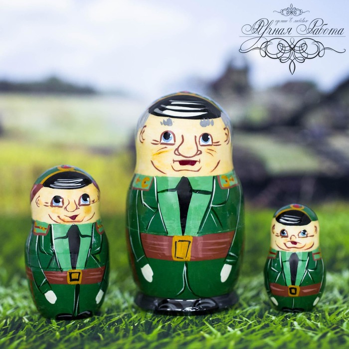 Матрешка 3 кукольная "Военный" 9 см
