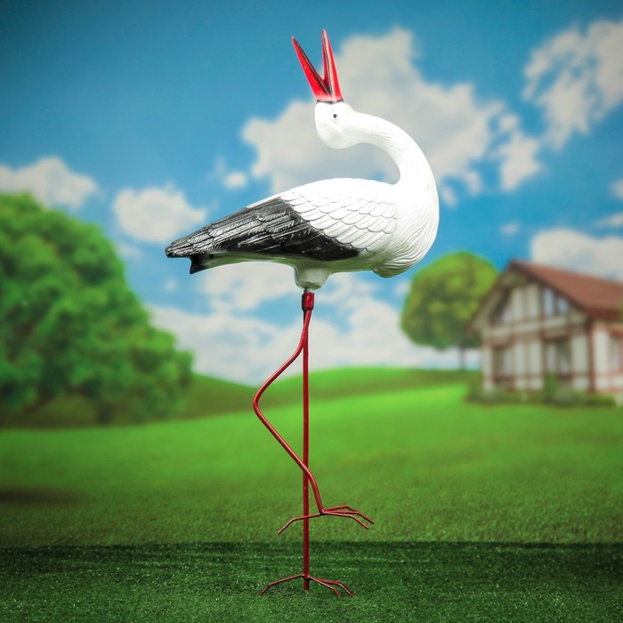 Садовая фигура "Аистёнок", средний, на металлических ногах, 80 см