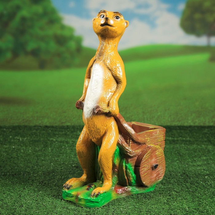 Садовая фигура с кашпо "Суслик с тачкой"